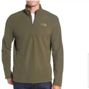 North face fleece pullover, olive green